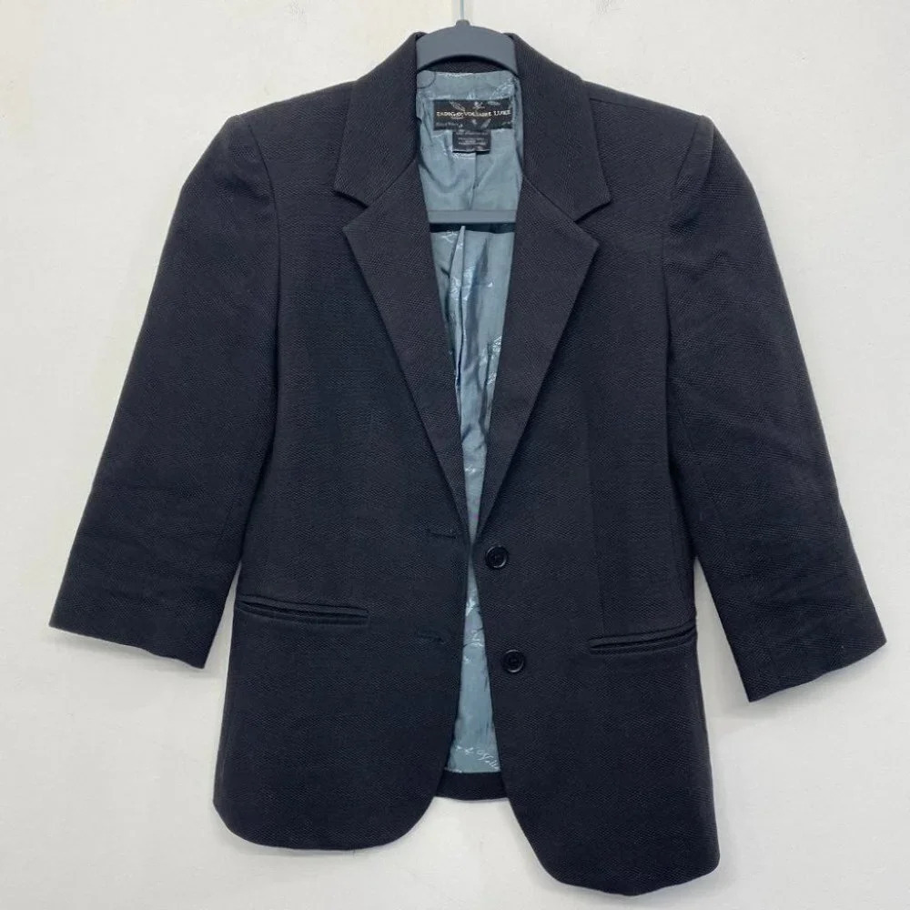 Zadig & Voltaire Luxe‎ Blazer Black XS 3/4 Sleeve Cotton Workwear - Picture 3 of 8